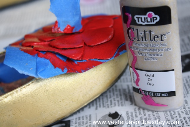Painted Poinsettia Shoes - Yesterday on Tuesday #tulip #martha stewart crafts #christmas #poinsettia