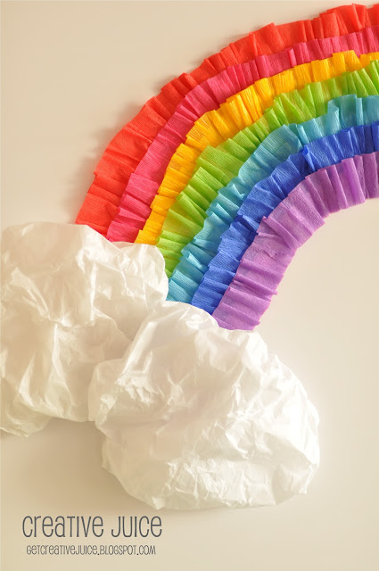 Crepe Paper Rainbow - Get Creative Juice #stpatricksday #stpatricksdaycrafts #greencrafts