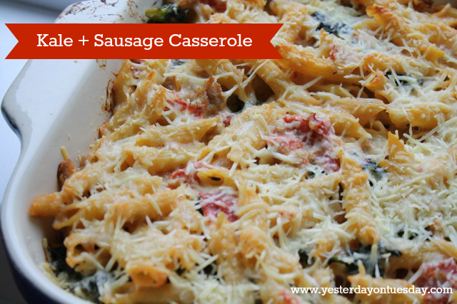 Kale and Sausage Casserole - YoT #kale #kalecasserole #womansday magazine #thecasserolequeens #yesterdayontuesday