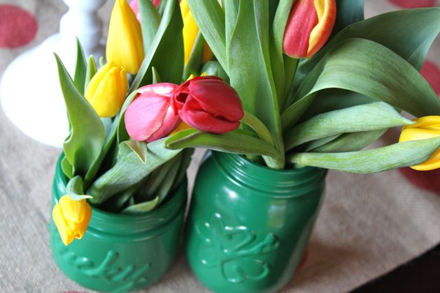 St. Pat's Magic Vases - YoT #stpatricksday #tulip #krylon