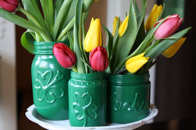 St. Pat's Magic Vases - YoT #stpatricksday #tulip #krylon