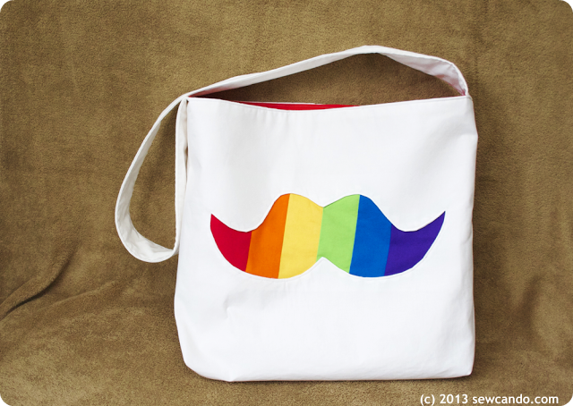 Rainbow Stache Bag - #sewcando