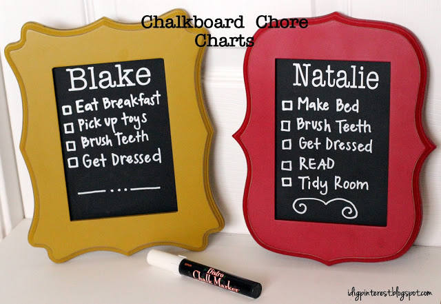 Creating a chore chart on chalkboard