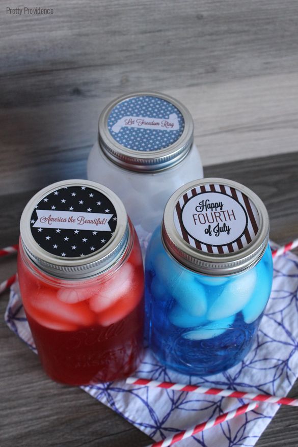 4th of July Mason Jar Toppers