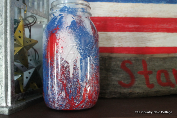 Fireworks Painted Mason Jar by The Country Chic Cottage