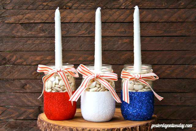 Patriotic Mason Jar Candle Holders
