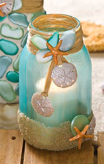 Mason Jar Candle Holder for a Beach Wedding by Cathie and Steve for Plaid