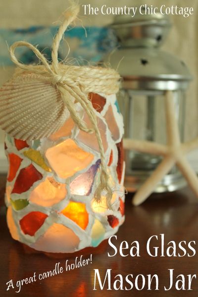 Sea Glass Mason Jar by The Country Chic Cottage