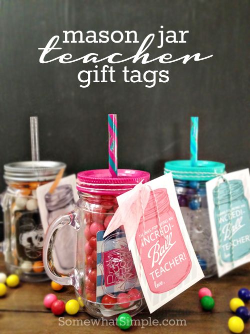 Mason Jar Teacher Gift Tags from Somewhat Simple