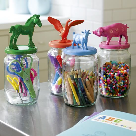 Mason Jars with Animal Figurines