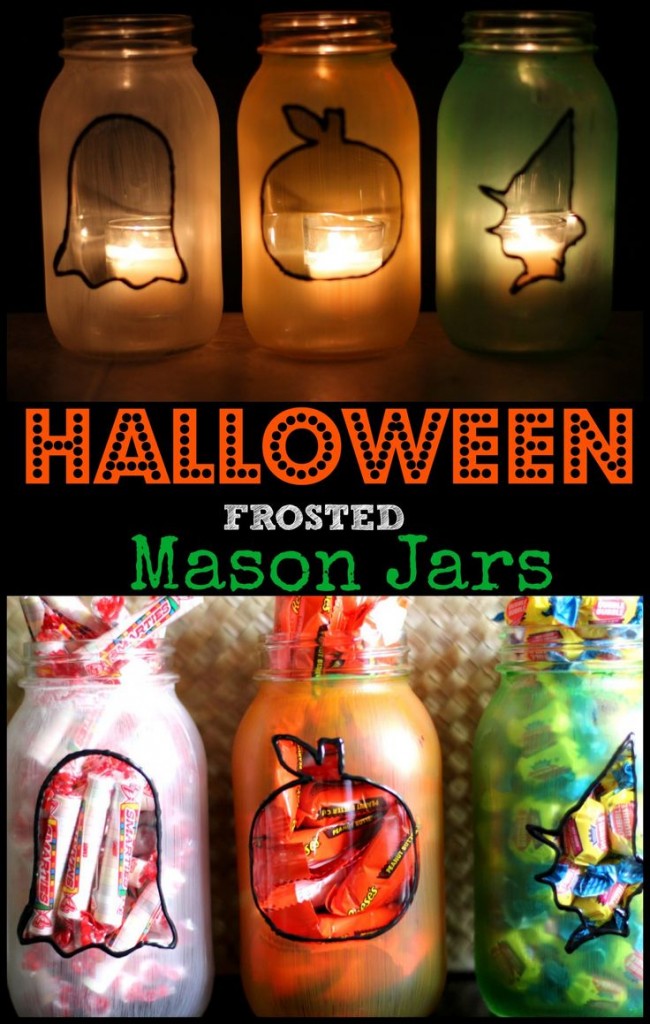 Halloween Frosted Mason Jars