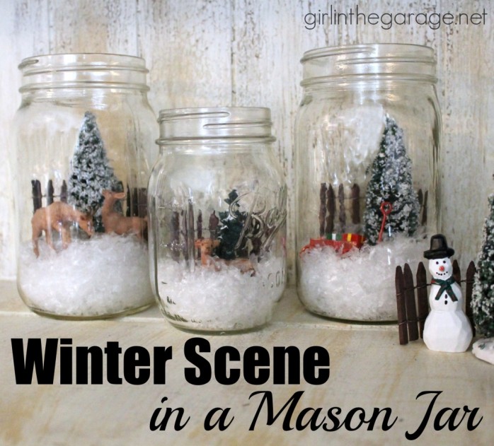 Mason Jar Winter Scene from Girl in the Garage