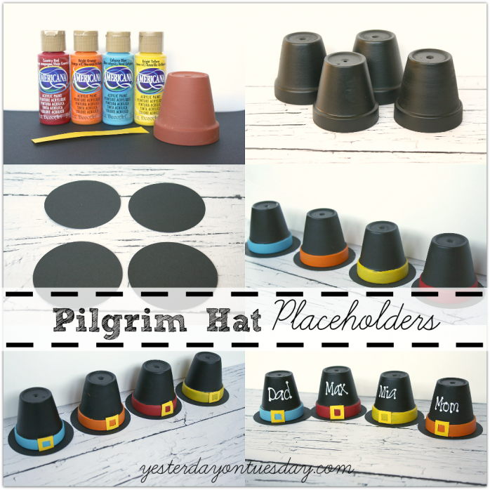 Thanksgiving Pilgrim Hat Placeholders, fun and cute craft for kids from https://yesterdayontuesday.com