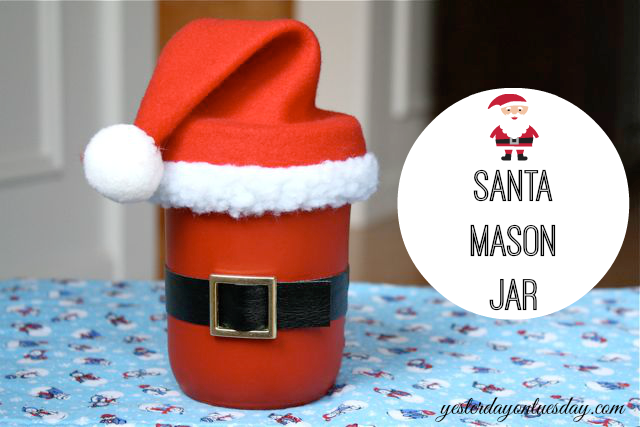 Cute Santa Mason Jar idea for Christmas by https://yesterdayontuesday.com
