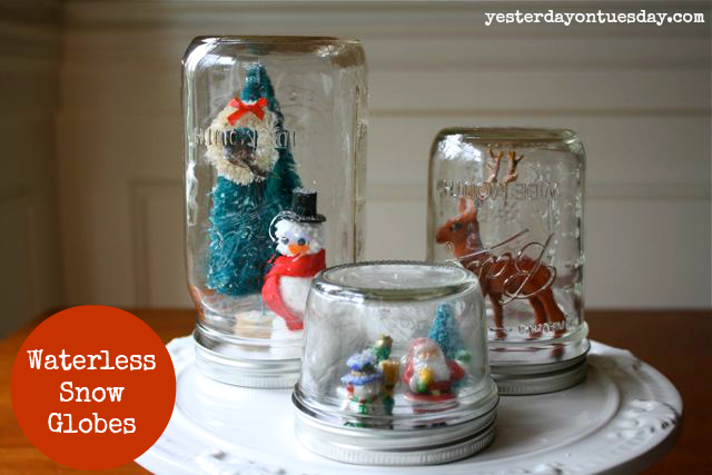 Mason Jar snow globes from Christmas from https://yesterdayontuesday.com