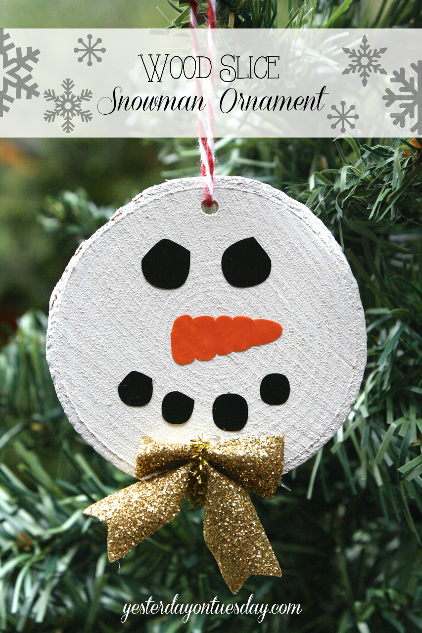 Wood Slice Snowman Ornament