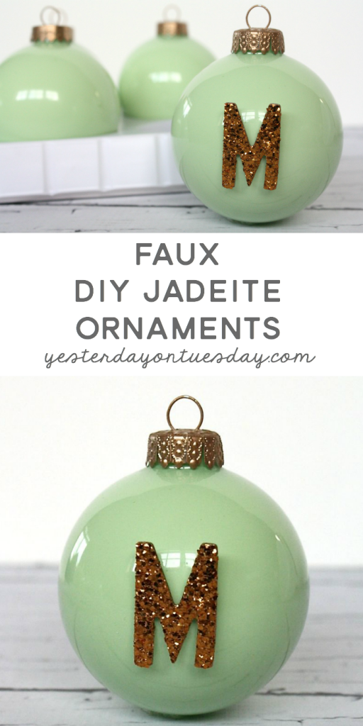 Faux DIY Jadeite Ornaments: How to transform plain clear glass ornaments into gorgeous Faux Jadeite Ornaments for Christmas and the holiday season.