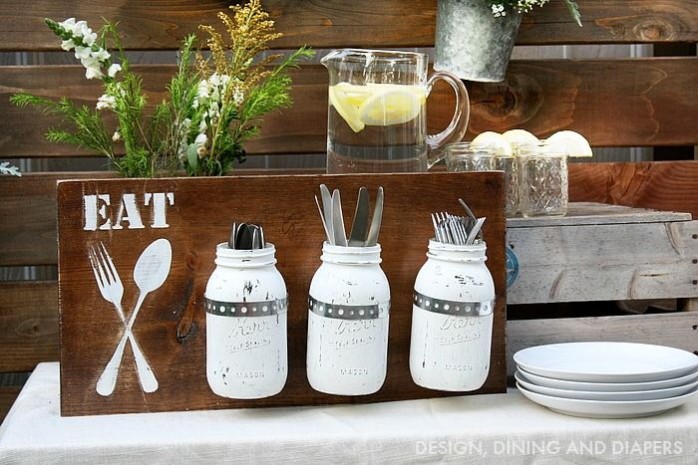 Mason Jar Silverware Holder from Design Dining and Diapers