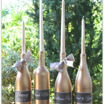New Year's Gold Centerpiece and printable bottle labels from https://yesterdayontuesday.com