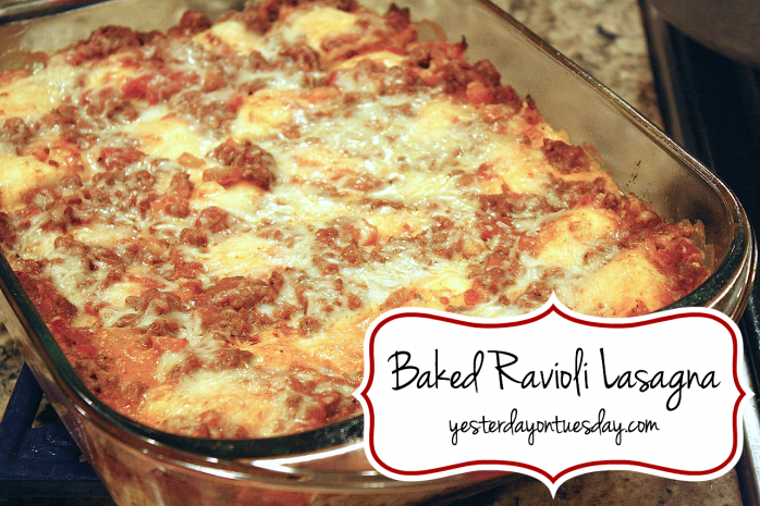 Baked Ravioli Lasagna recipe great for family dinners or entertaining via https://yesterdayontuesday.com