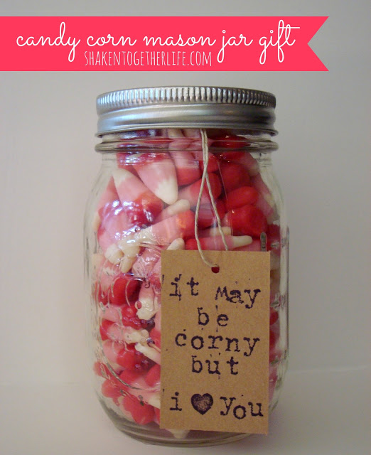 Candy Corn Valentine Mason Jar Gift from Shaken Together Life
