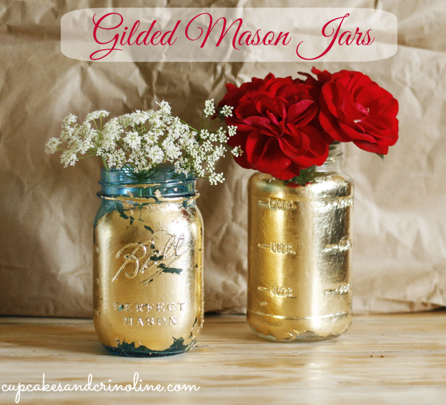 Gilded Mason Jars by Cupcakes and Crinoline