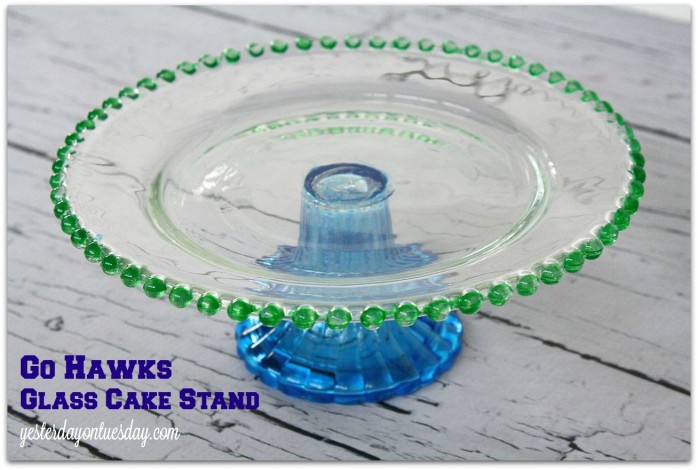 Transform a plain cake stand into a green and glue Hawks cake stand #seahawks