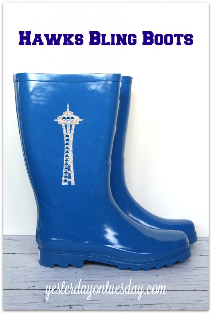 Upgrade plain rain books into Hawks Bling Boots #seahawks