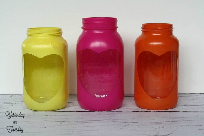 Valentine Conversation Hearts Mason Jar Gift Idea from https://yesterdayontuesday.com