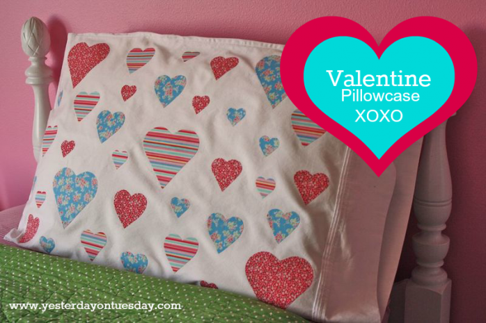 No Sew Heart Pillowcase or Valentine's Day from https://yesterdayontuesday.com 