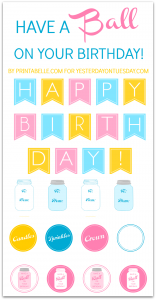 Birthday Mason Jar Printables including a banner, gift tags, labels and more #masonjars #birthday