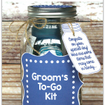 Groom's To Go Kit in a Mason Jar with printables. This jar is packed with band aids, breath mints and any last minute items a groom may need!