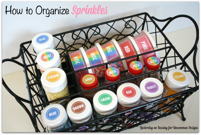 Get those sprinkles organized with tips and free printables #organizing #baking