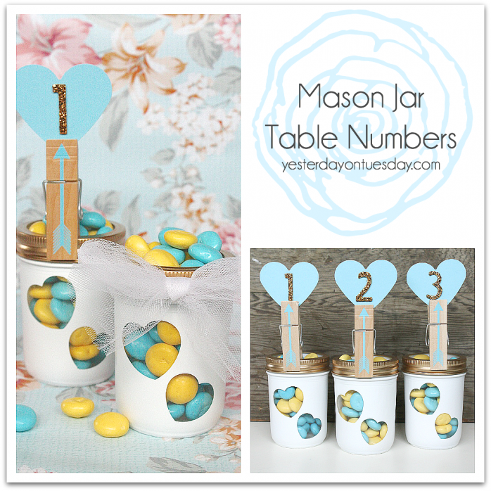 DIY Mason Jar Table Numbers for weddings or any special party or event