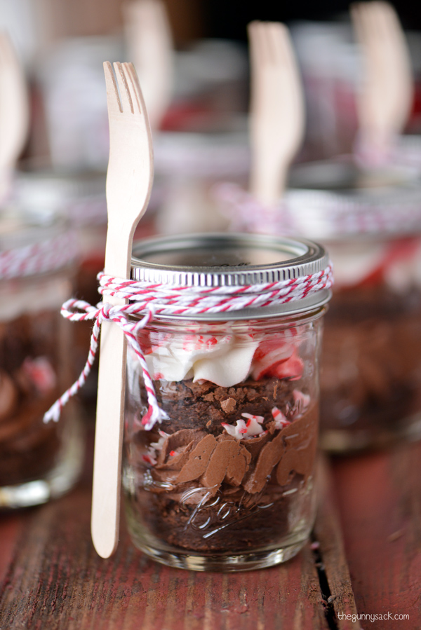 Peppermint Brownies in a Jar from The Gunny Sack