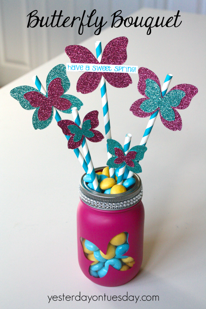 Butterfly Bouquet in a Mason Jar, festive spring decor or gift idea