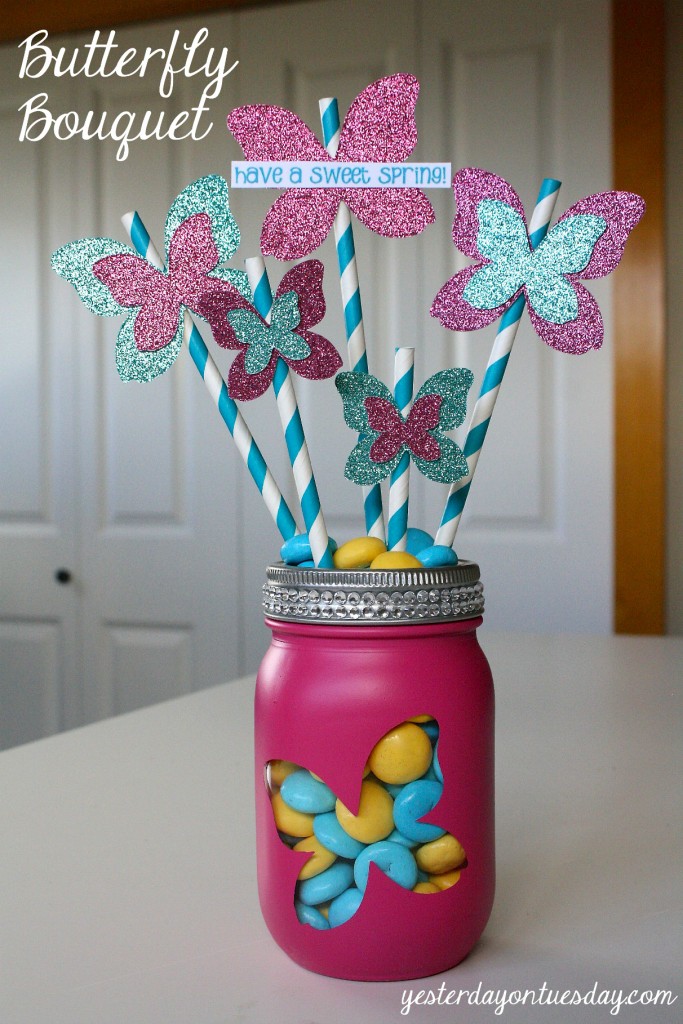 Butterfly Bouquet in a Mason Jar, festive spring decor or gift idea