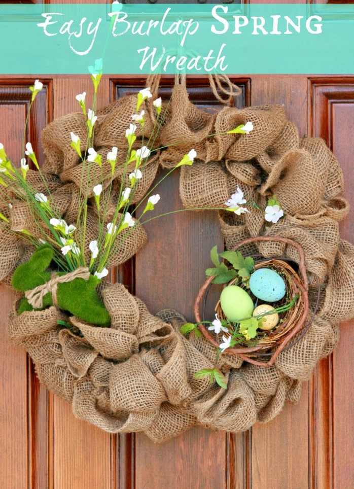 Easy Burlap Spring Wreath