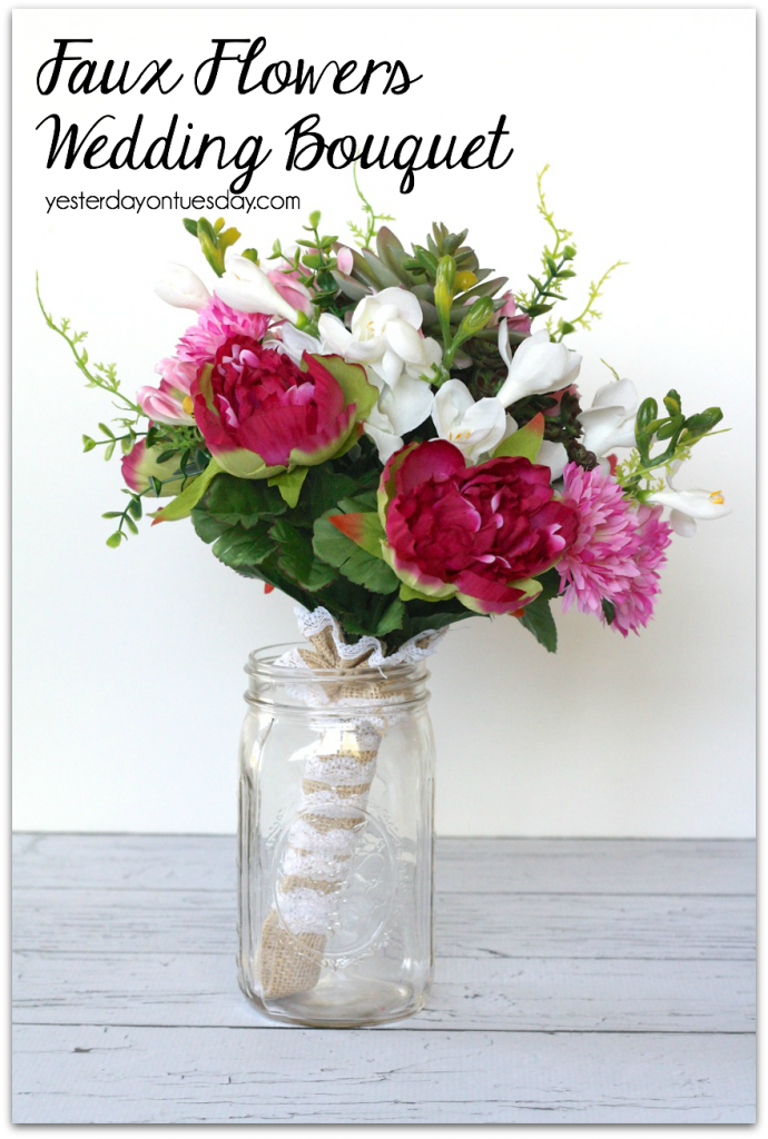 Faux Flowers Wedding Bouquet, a great way to save money!