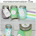 Lovely printable Mason Jar Tags and Lid Circles to coordinate with three easy and wonderful DIY scrubs that you can store in Mason Jars. Great gift idea for Mom, the Grad, Teachers, Friends or Neighbors!