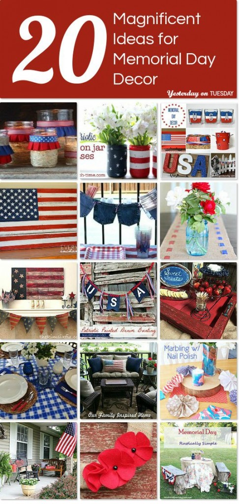 More that 20 Magnificent Ideas for Memorial Day Decor. Inspiring red, white and blue ideas for your home and garden.