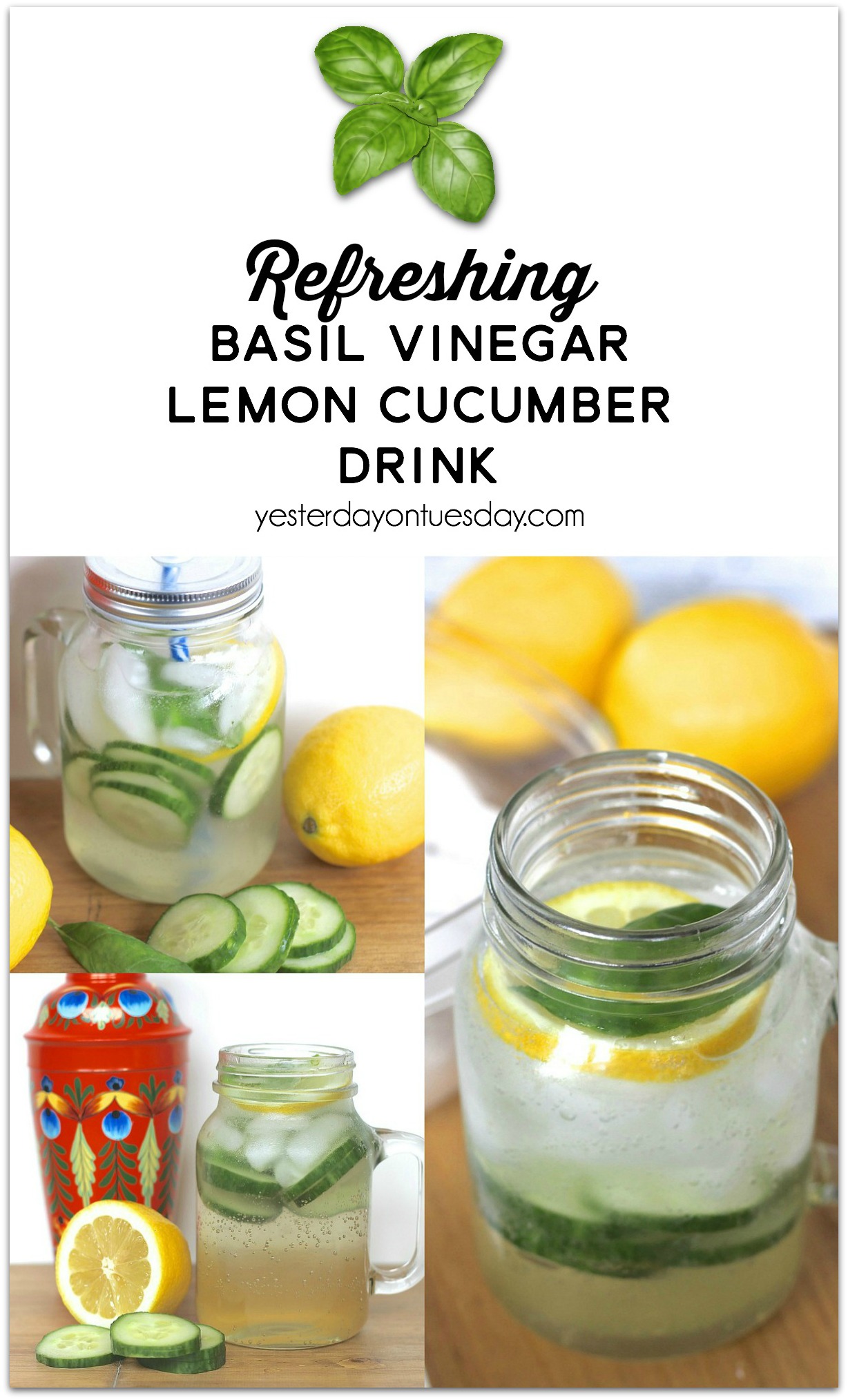 Basil Vinegar Lemon Cucumber Drink