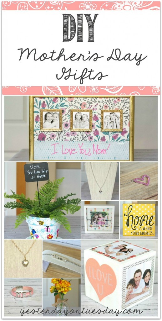 DIY Mother's Day gifts that Mom and Grandma will love including jewelry, photos, a flower pot and more. Ideas for kids of all ages.