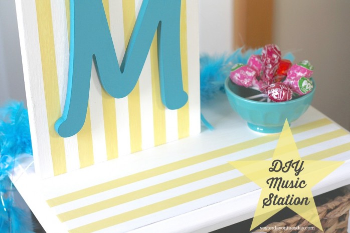 DIY Painted Music Station, a fun upcycled or recycled furniture projects for a tween girl's bedroom.