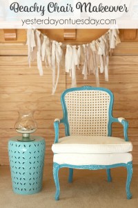 How to makeover a garage sale chair into a beautiful Beachy Chair. It's easy and the results are beautiful.