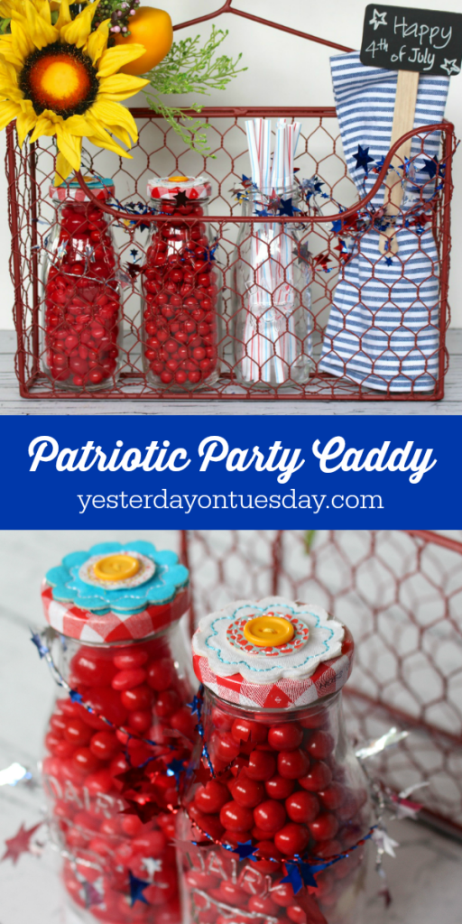 Create a Patriotic Party Caddy, a great hostess gift for a 4th of July party or get together!
