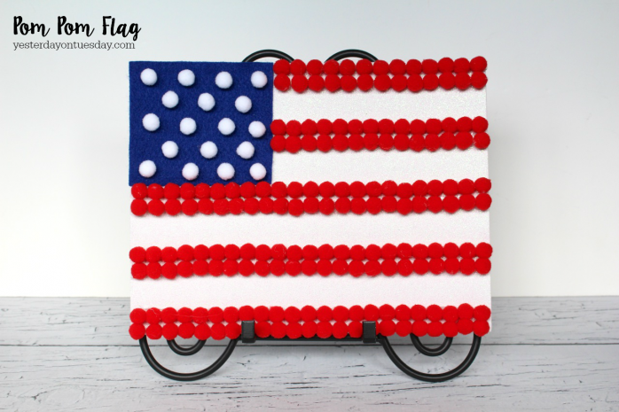 Pom Pom Flag, great kid's craft for 4th of July.