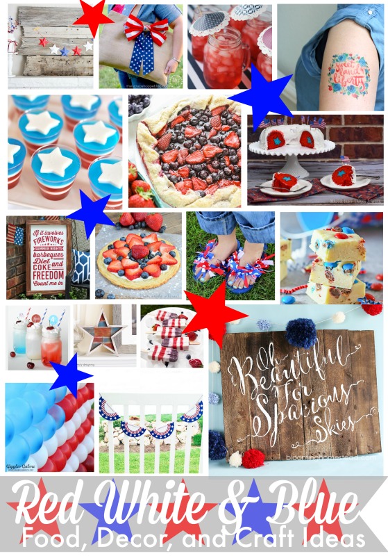 Red White and Blue Food Decor and Craft Ideas, perfect for 4th of July and Memorial Day! TONS of great ideas.