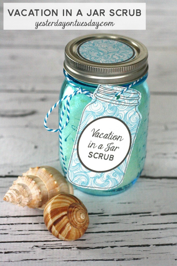 DIY Vacation in a Jar Scrub, perfect for summer pampering and gift giving.