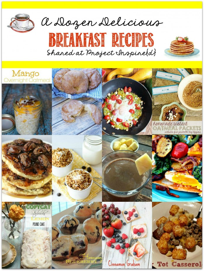 One to pin! A fabulous collection of a dozen delicious breakfast recipes from smoothies to oatmeal, croissants and casseroles, all shared at Project Inspire{d}.